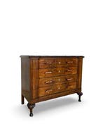 Commode - Noyer, Bois, Laiton, Marbre