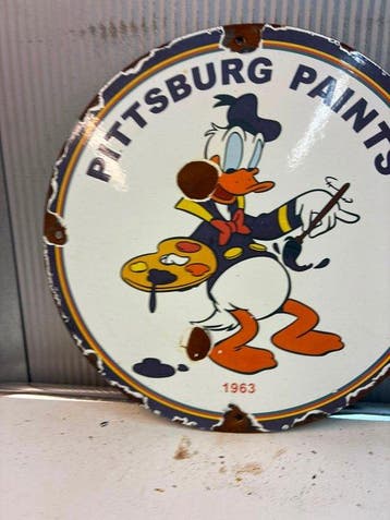 Burg Punch Awls – emaille reclamebord, 1963 - Emaille bord -