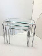 Set bijzettafels - Metaal, Glas - Drie bijzettafeltjes