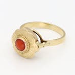 Ring - 14 karaat Geel goud - Bloedkoraal, Nieuw