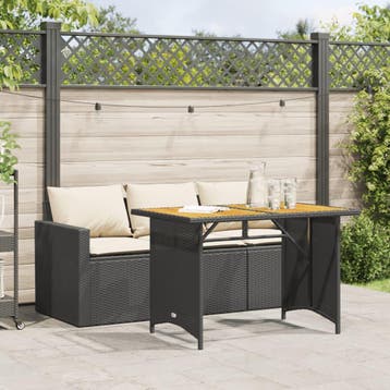 vidaXL 2-delige Tuinset met kussens poly rattan zwart, Verzenden, Tuinset