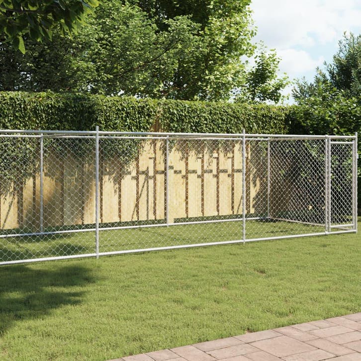vidaXL Hondenhok met deur 8x2x1,5 m gegalvaniseerd staal, Dieren en Toebehoren, Hondenbenches, Nieuw, Verzenden