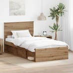 vidaXL Bedframe Ambachtelijk Eiken 100 x 200 cm Massief, Verzenden