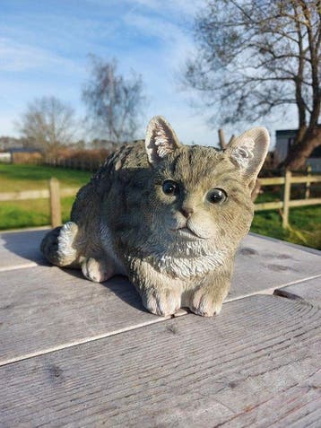 Statue, garden statue cat - 17 cm - polyrésine