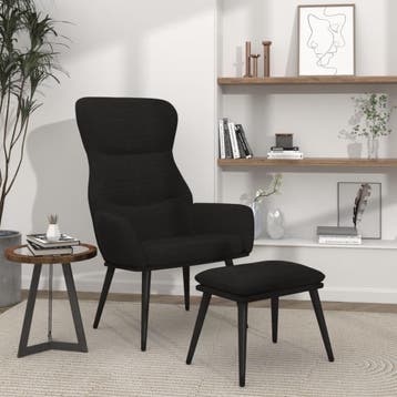 vidaXL Relaxstoel met voetenbank stof zwart, Huis en Inrichting, Fauteuils, Verzenden, Nieuw