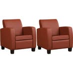 Set van 2 Leren fauteuils Joy - Toledo Terra (donkercognac), Nieuw, Ophalen of Verzenden, 50 tot 75 cm, Leer