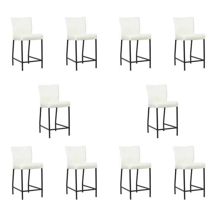 Set van 10 Leren barkrukken Revolt laag - Hermes Bianco, Maison & Meubles, Tabourets de bar, Enlèvement ou Envoi