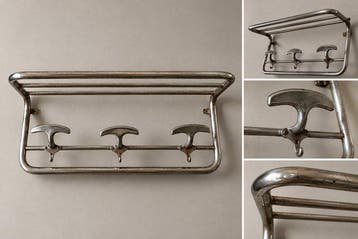Bauhaus Style – German Industrial Wall Coat & Hat Rack –