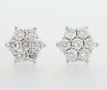 Oorstekers - 14 karaat Witgoud - 1.65ct. tw. Diamant