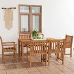 vidaXL 7-delige tuinset 150x90 cm massief teakhout, Verzenden, Nieuw, Tuinset