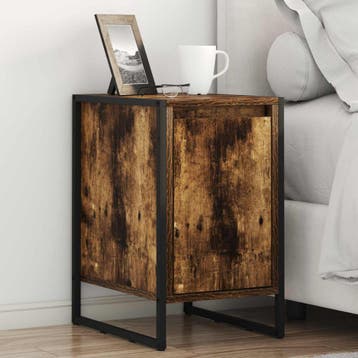 vidaXL Nachtkastje Rook Eik 39,5 x 30 x 50 cm Bewerkt hout, Verzenden, Nieuw