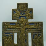 Icoon - Kruisiging van Christus - Messing, Emaille