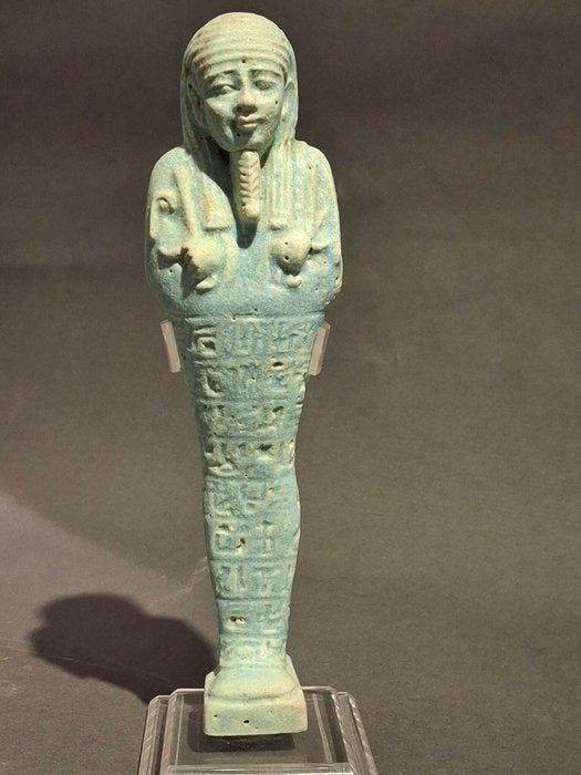 Oude Egypte, Ptolemeïsch Faience Shabti, voor de Schrijver, Verzamelen, Mineralen en Fossielen