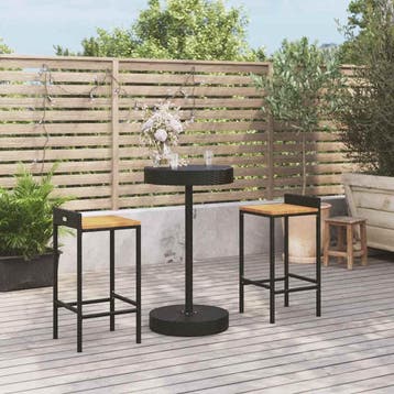 vidaXL 3-delige Tuinbarset poly rattan en massief acaciahout, Verzenden, Nieuw