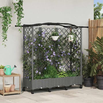 vidaXL Verhoogd Bed met Trellis en Dak Lichtgrijs 163 x 40 x, Verzenden