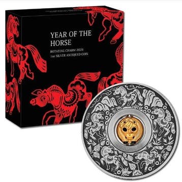 Tuvalu. 1 Dollar 2026 – Year of the Horse Rotating Charm – 1