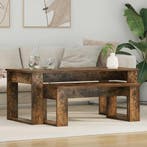 vidaXL Koffietafel Set 2 pcs Rook Eiken Bewerkt hout, Huis en Inrichting, Verzenden, Nieuw