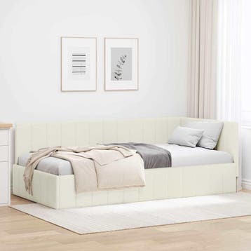 Hoekbed creme 100x200 | Tweede kansje | OP = OP (bedframe), 100 cm, Eenpersoons, Verzenden, Zo goed als nieuw