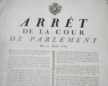 [LOUIS XV] - Arret de la cour de Parlement - Placard - 1763