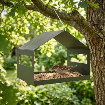 vidaXL Hangend vogelvoederhuisje Staal Olijfgroen 30 x 23 x, Verzenden, Nieuw