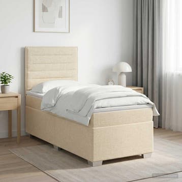 vidaXL Boxspringbed met matras Crèmekleurig 90 x 200 cm Stof, Verzenden, Nieuw