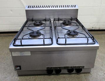 RVS Gasfornuis met 4 Branders, B60 x D65 x H31cm, Nieuw in verpakking