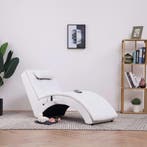 vidaXL Massage chaise longue met kussen kunstleer wit, Verzenden