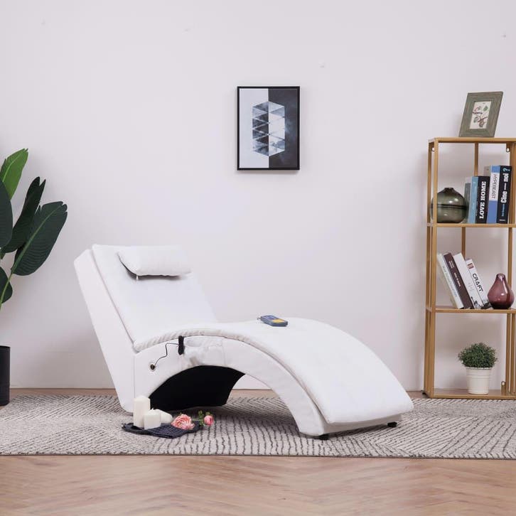 vidaXL Massage chaise longue met kussen kunstleer wit, Maison & Meubles, Canapés | Sofas & Chaises Longues, Envoi