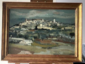 Louis Trabuc (1928-2008) - Village provençal sur la colline, Antiek en Kunst