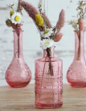 Gekleurd glazen flesje porto soft roze ø7,5 cm h14,5 per, Hobby en Vrije tijd, Nieuw