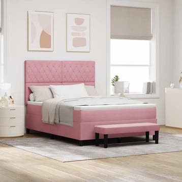 vidaXL Boxspring bed met hoofdeinde Roze 200 x 160 cm, Huis en Inrichting, Slaapkamer | Bedden, Verzenden, Nieuw