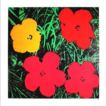 Andy Warhol - “Flowers, 1964”. Met AW stempel. - 90 x 90 cm.