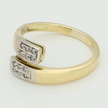 Ring - 14 karaat Geel goud, Witgoud Diamant (Natuurlijk), Handtassen en Accessoires, Nieuw