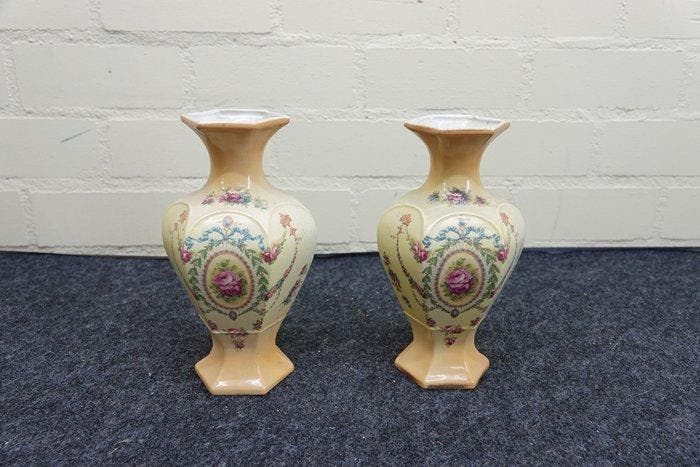 set vazen, - Vaas (2) - Glas, Antiek en Kunst, Curiosa en Brocante