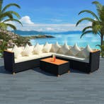 vidaXL 5-delige Loungeset met kussens poly rattan zwart, Verzenden, Nieuw, Loungeset