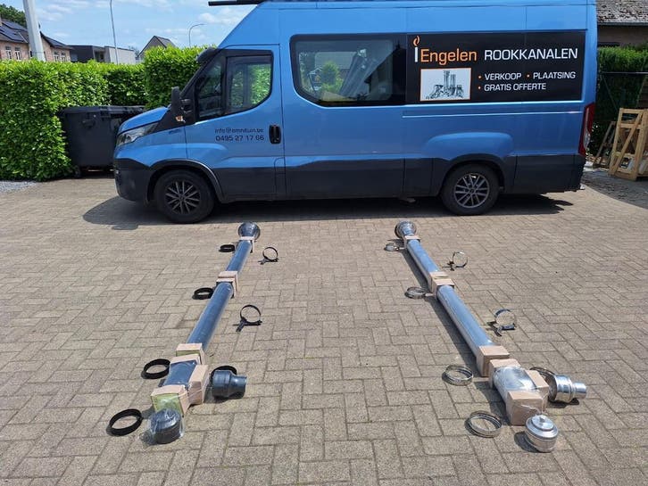 inox of zwart gelakte schouw voor pelletkachel dubbelwandig, Huis en Inrichting, Kachels, Nieuw, Ophalen