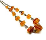 Ancien collier artisanal en ambre balte naturel. - Ambre -