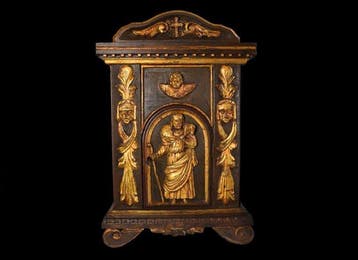 Antique tabernacle - Jésus le Bon Pasteur - 70 cm - Bois -