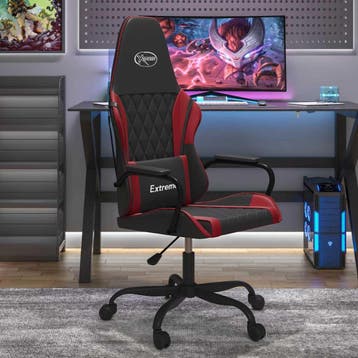 vidaXL Massage gamestoel kunstleer zwart en wijnrood, Verzenden
