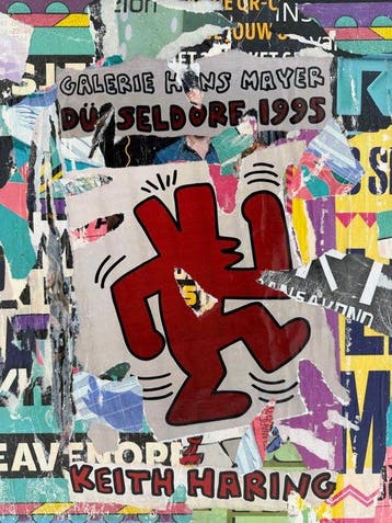 Koen Betjes (1992) - Vintage Poster Collage Keith Haring