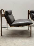 Carl Straub - Fauteuil (2) - Cuir, Bois, Toile
