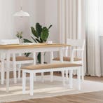 vidaXL Bank 110 cm massief hout wit rubber, Verzenden, Nieuw