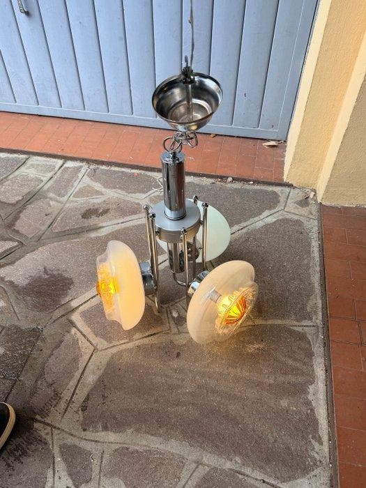 Lampe à suspendre - Acier, Chromé(e) - lustre vintage space, Antiquités & Art, Art | Objets design