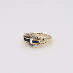 Ring - 14 karaat Geel goud Diamant (Natuurlijk) - Saffier, Nieuw