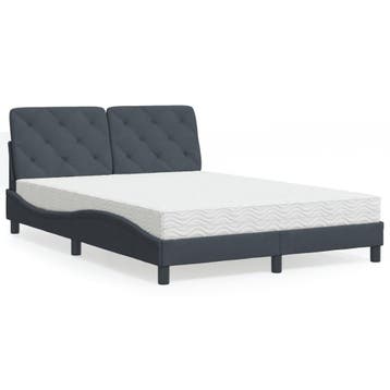 vidaXL Bed met matras fluweel donkergrijs 140x200 cm, Verzenden, Nieuw