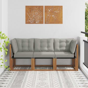 vidaXL 3 st Outdoor Midden- en Hoekbank Naturel, Verzenden