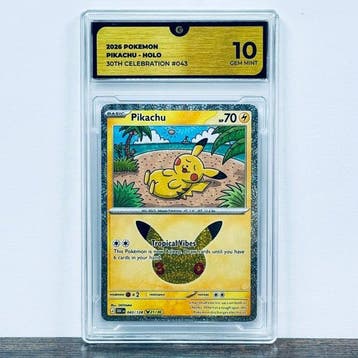 Pokémon Graded card - Pikachu Holo 043 - 30th Anniversary –