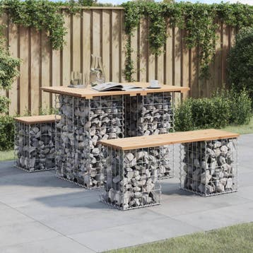 vidaXL Tuintafel schanskorfontwerp 100x70x72 cm massief, Jardin & Terrasse, Tables de jardin, Verzenden