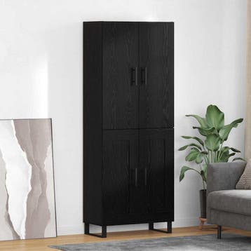 vidaXL Highboard 2 st Zwart Eiken 69,5 x 34 x 180 cm, Huis en Inrichting, Kasten | Dressoirs, Verzenden, Nieuw