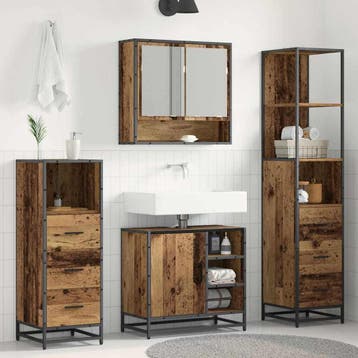 vidaXL Badkamermeubel Set 4 st Oud Hout 65 x 33 x 60 cm, Verzenden